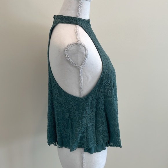 Kimchi Blue Bluish Green Lace Covered Halter Top. EUC - Picture 3 of 6